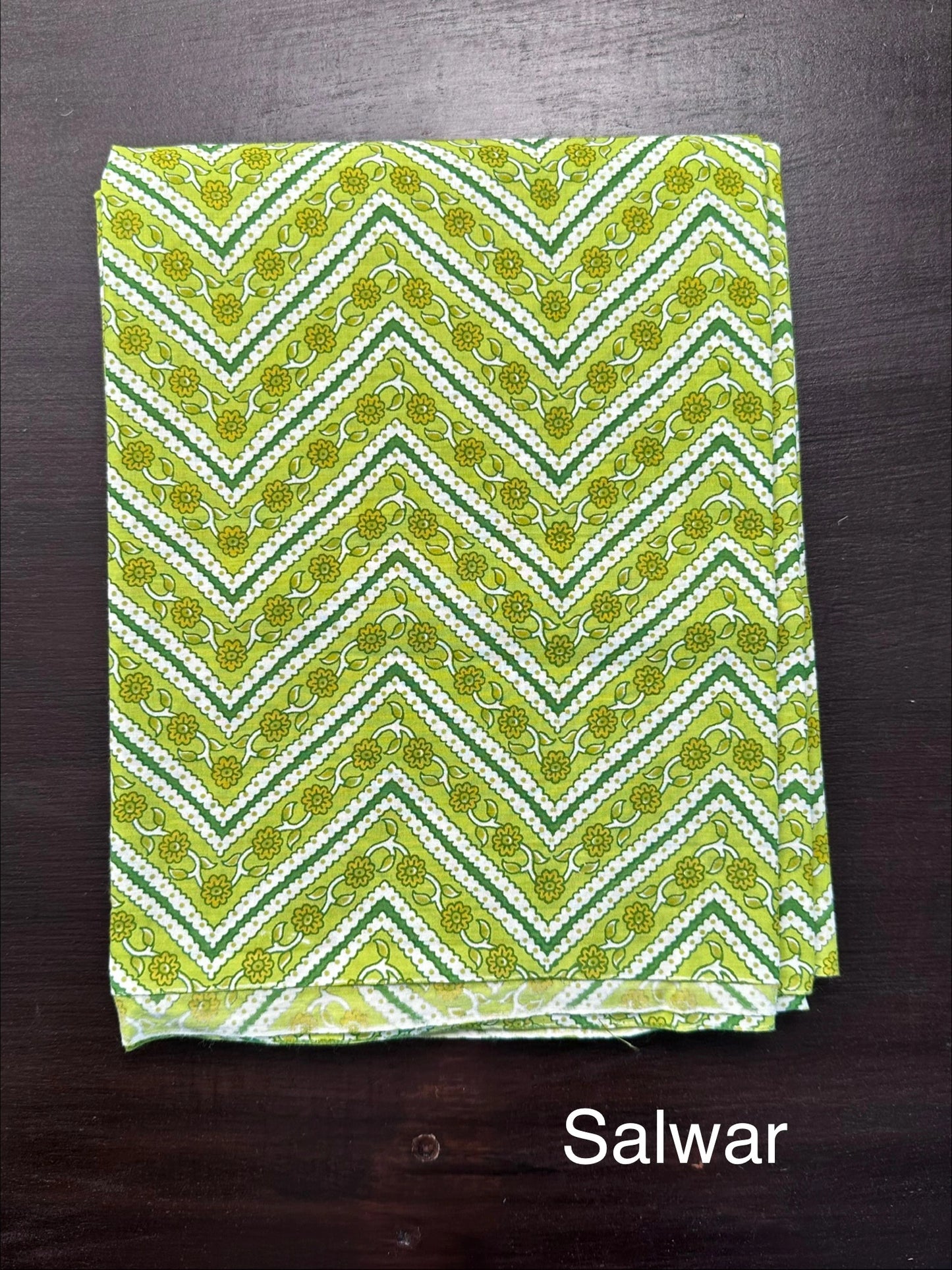Green Angrakha Printed Cotton 3-Piece Suit