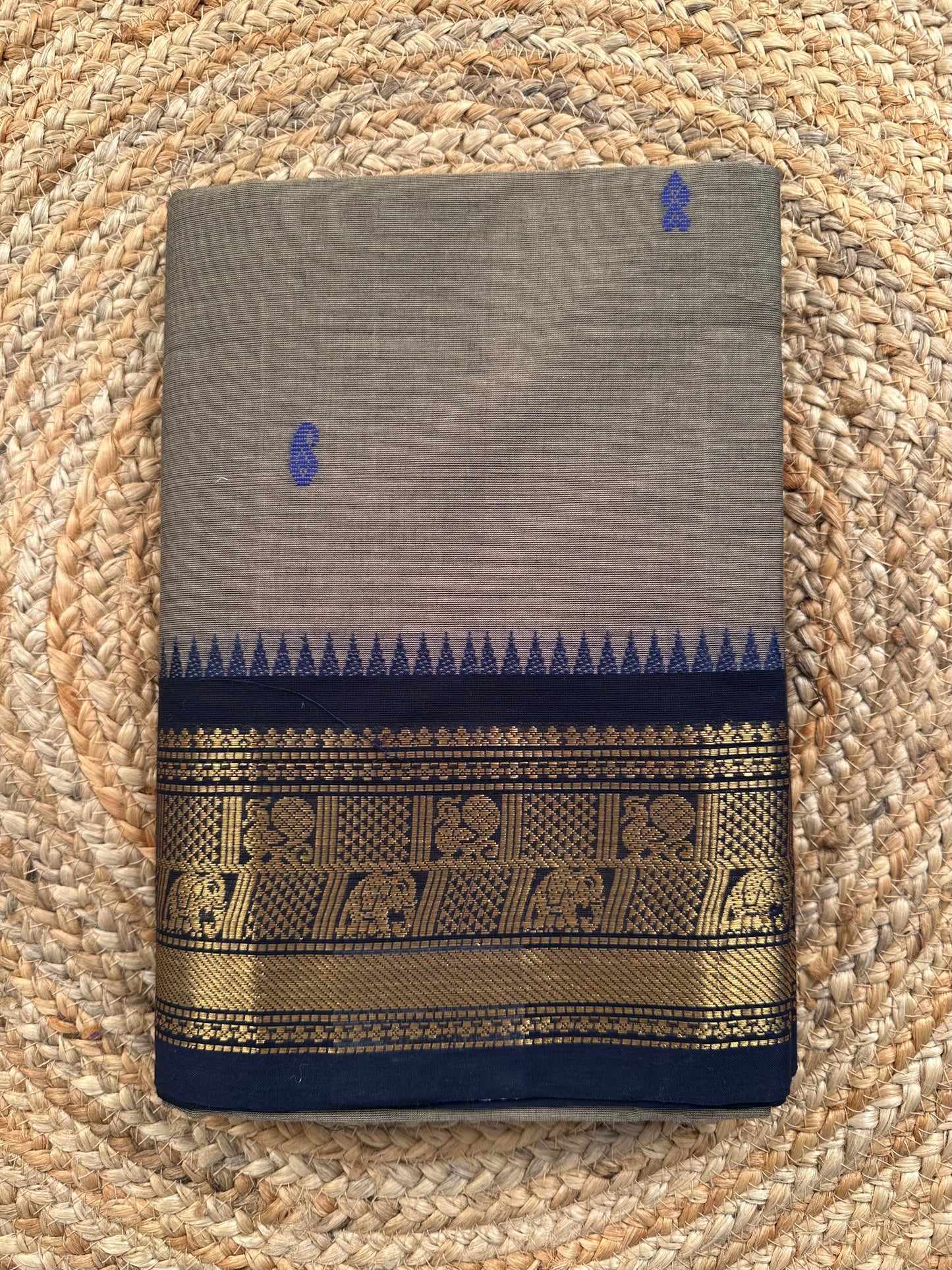 Grey Narayanpet Cotton Saree