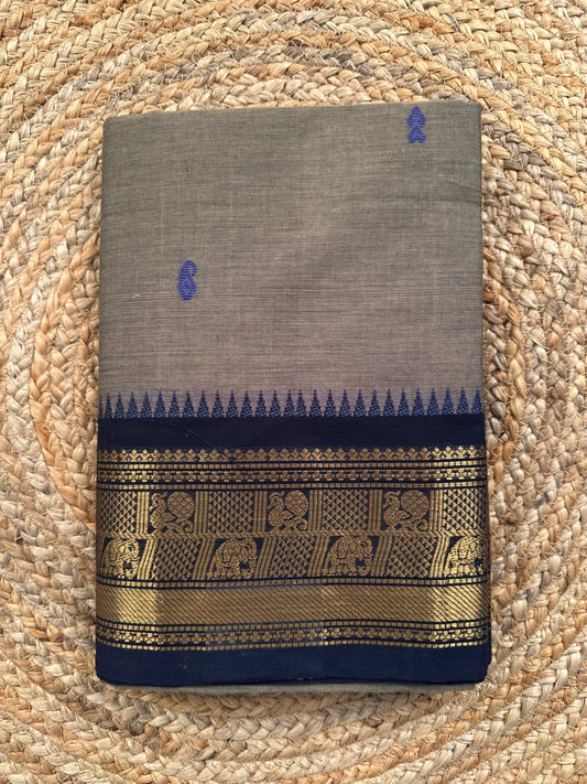 Grey Narayanpet Cotton Saree