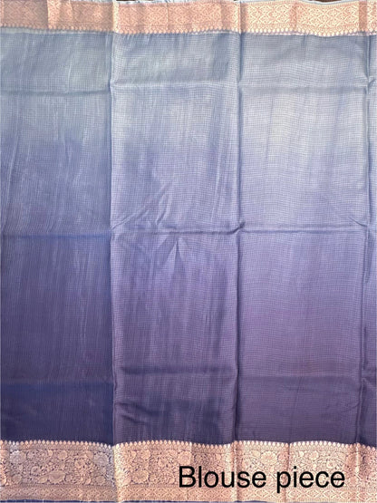 Shaded Navy Blue Pure Kota Doria Silk Saree