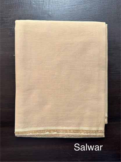 Beige Jamdani Cotton 3-Piece Suit