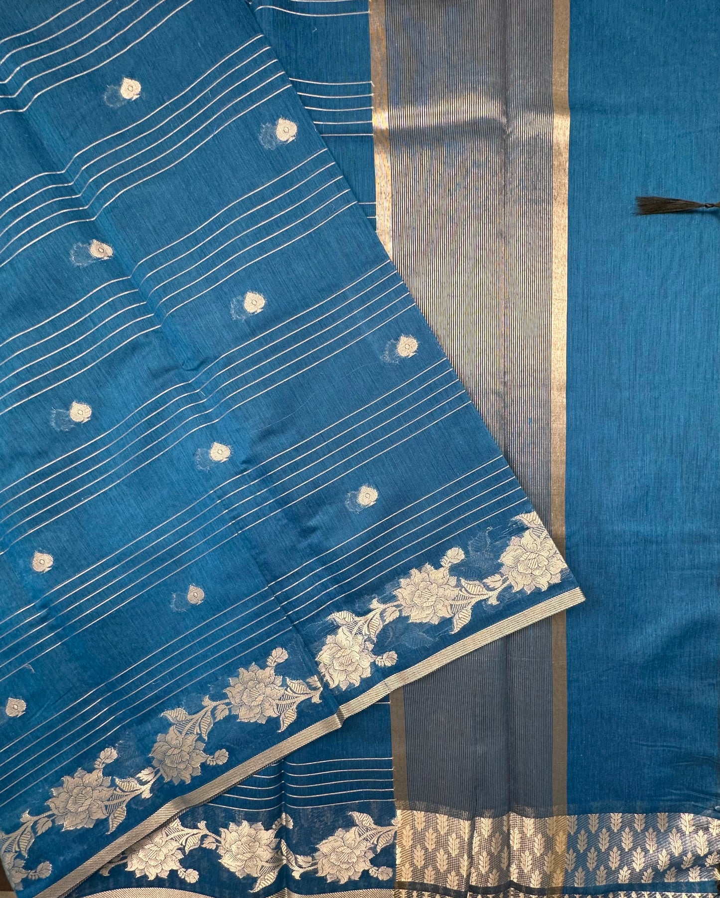 Blue Chanderi Cotton Saree