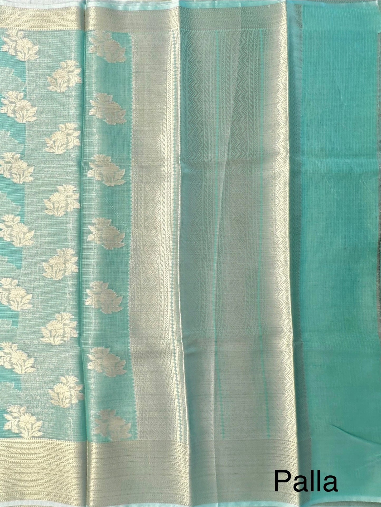 Sea Green Arvita Kota Doria Fancy Cotton Saree