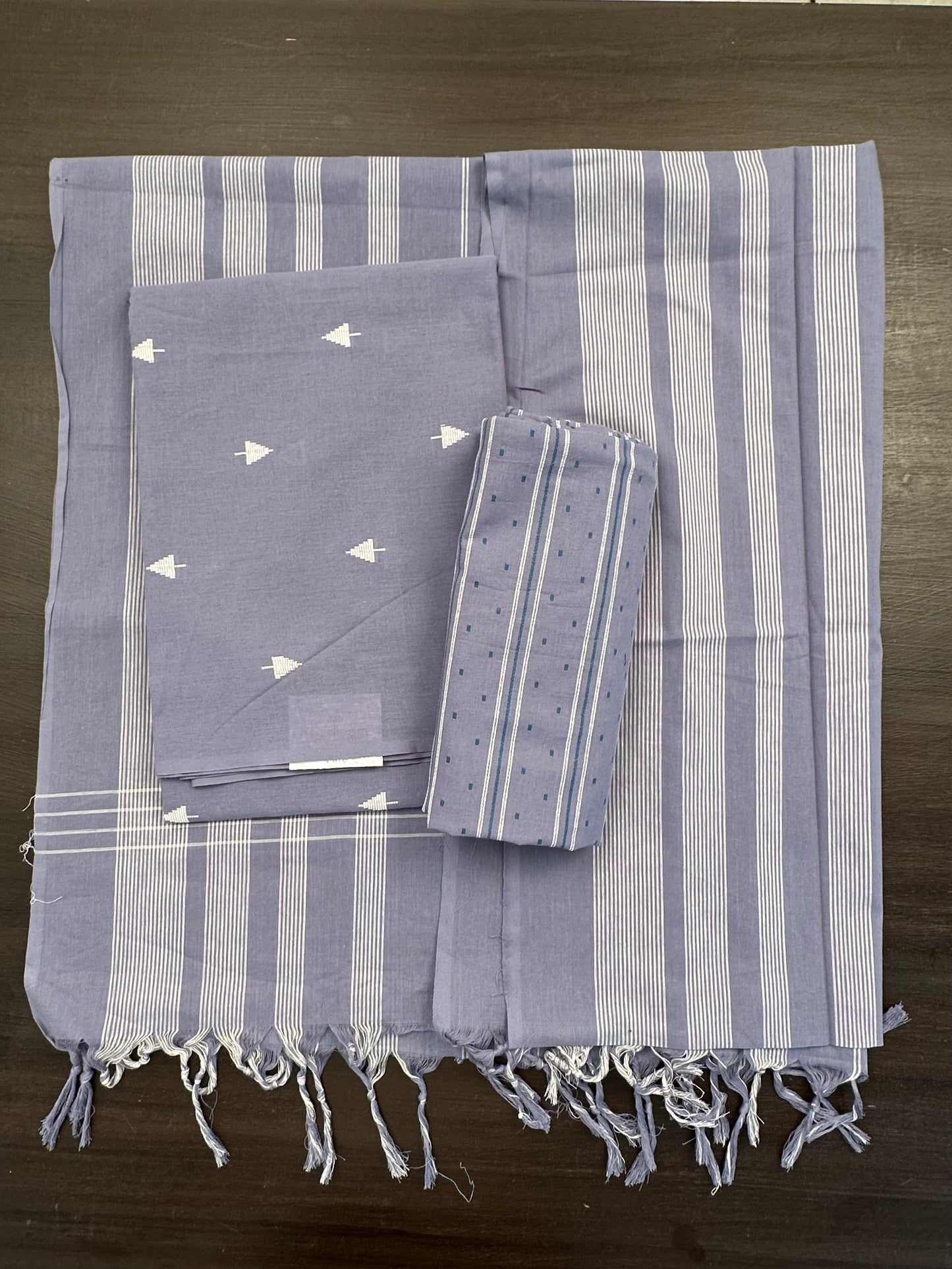 Bluish Grey Unstitched South Cotton Suit