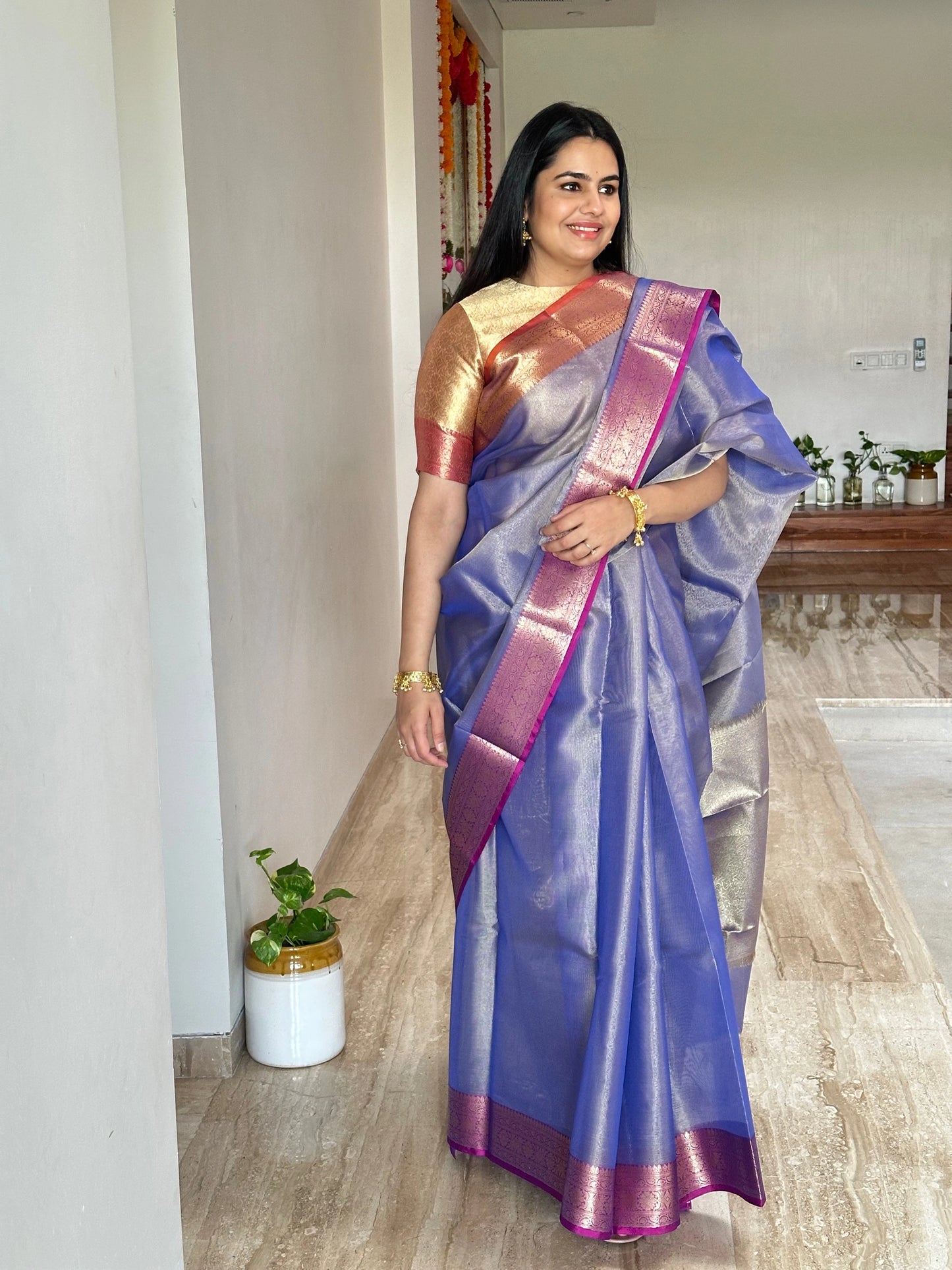 Blue Amrit Tissue Saree