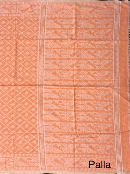 Peach Bengal Pure Cotton Saree