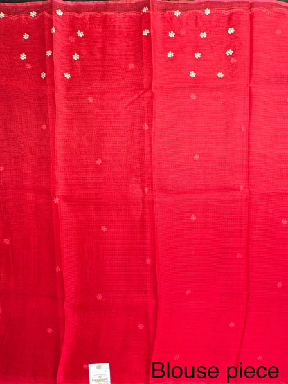 Red Gitika Kota Doria Pure Silk Saree