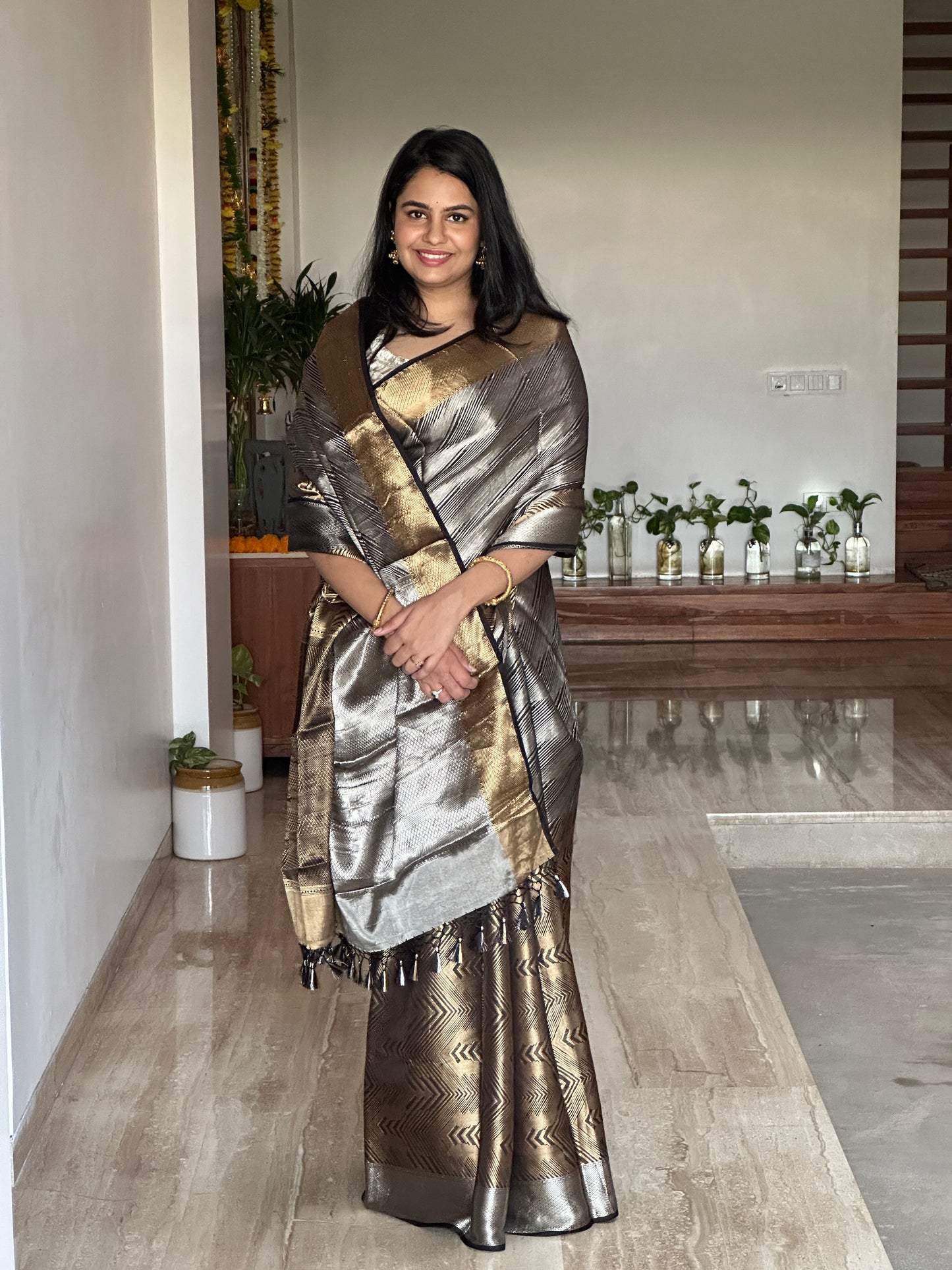 Black Pure Tissue Silk Saree