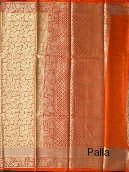 Peach-Orange Vartika Tissue Saree