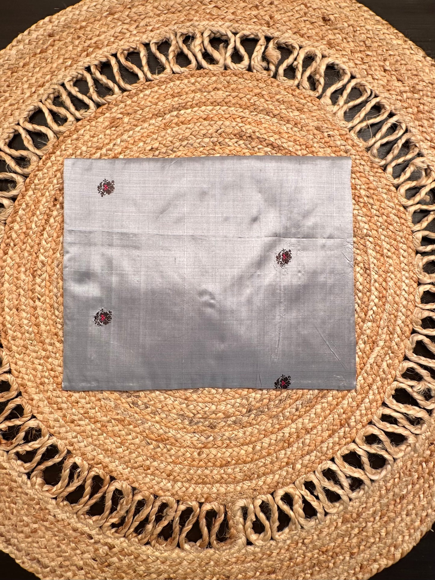 Grey Pure Silk Saree Bag With Pouch