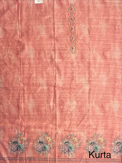 Peach Fancy Cotton 3-Piece Suit
