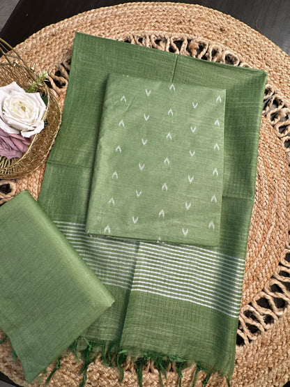 Green Salem Art Cotton 3-Piece Suit