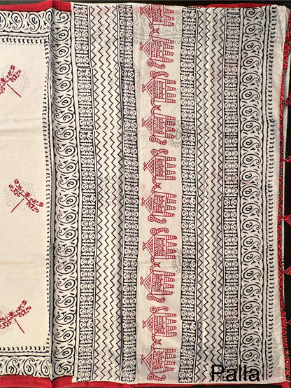 White Pure Cotton Saree