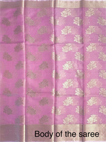 Mauve Arvita Kota Doria Fancy Cotton Saree