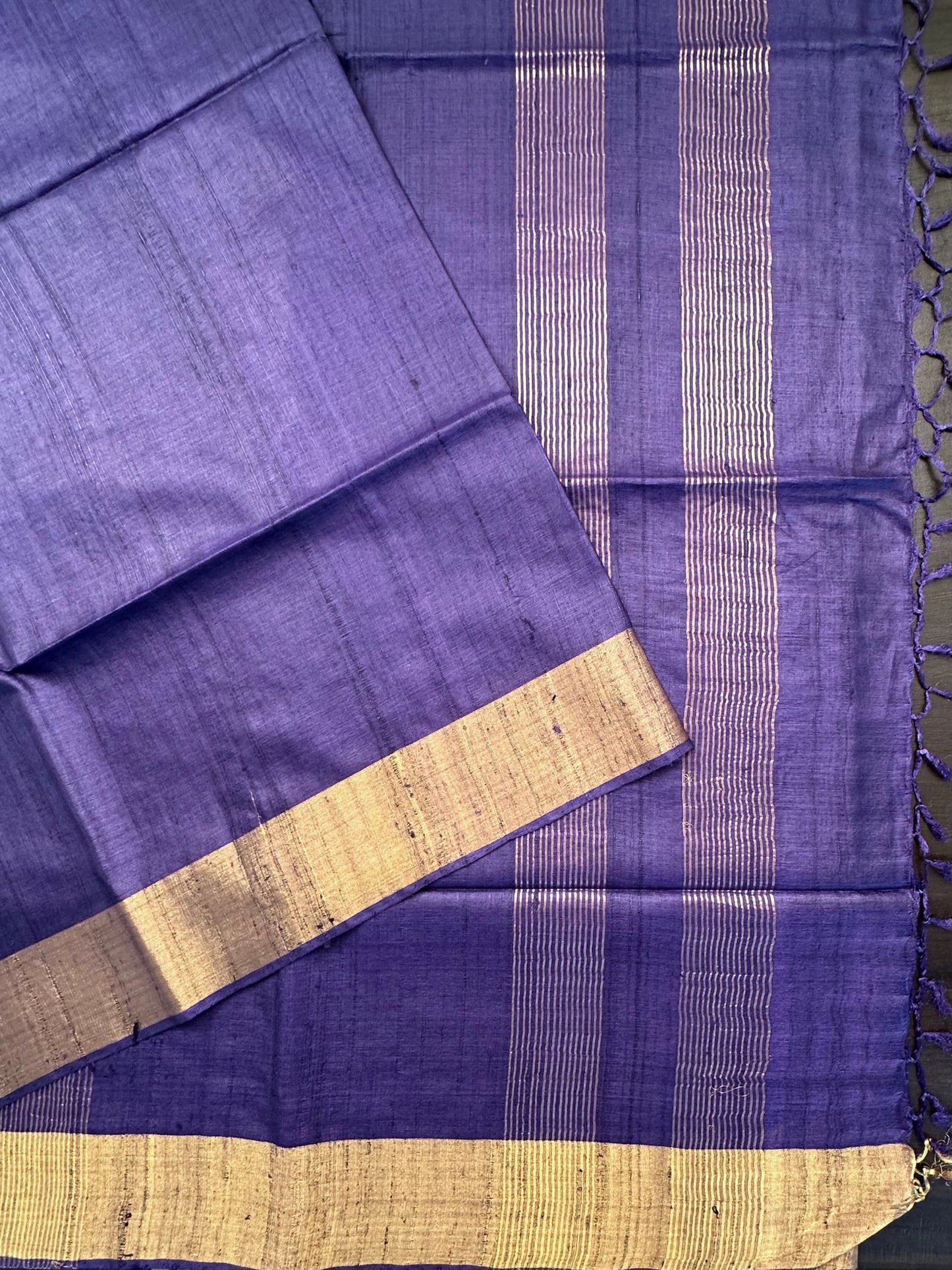Purple Pure Tussar Silk Saree