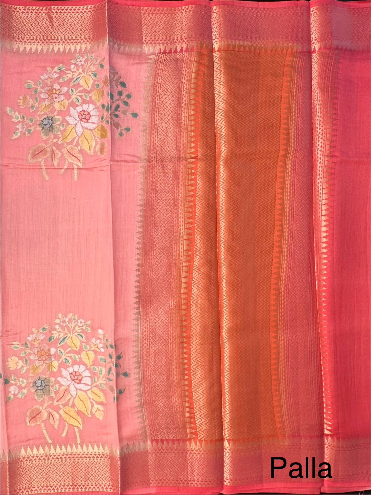 Peach Vishakha Pure Silk Saree