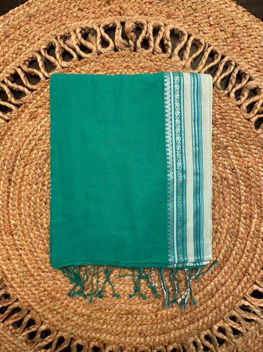 Green Piku Bengal Cotton Saree