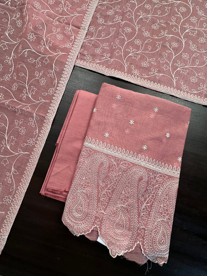 Pink Embroidery Chanderi Suit