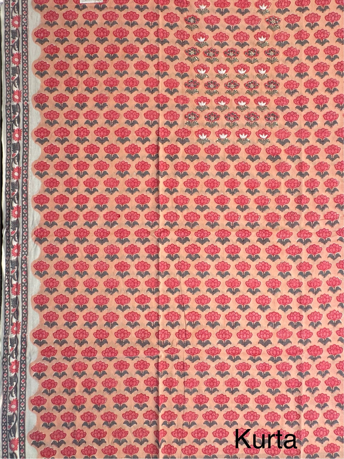 Peach Block Printed Pure Cotton Suit