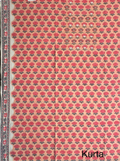 Peach Block Printed Pure Cotton Suit