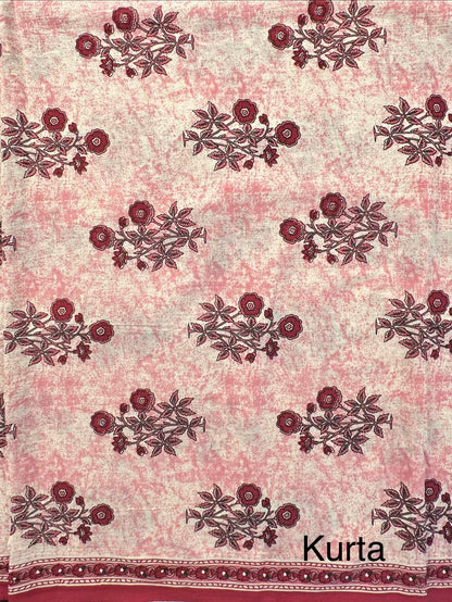 Magenta Printed Pure Cotton 3-Piece Suit