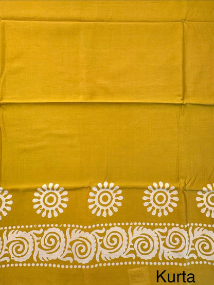 Mehndi Green Printed Chanderi 3-Piece Unstitched Suit