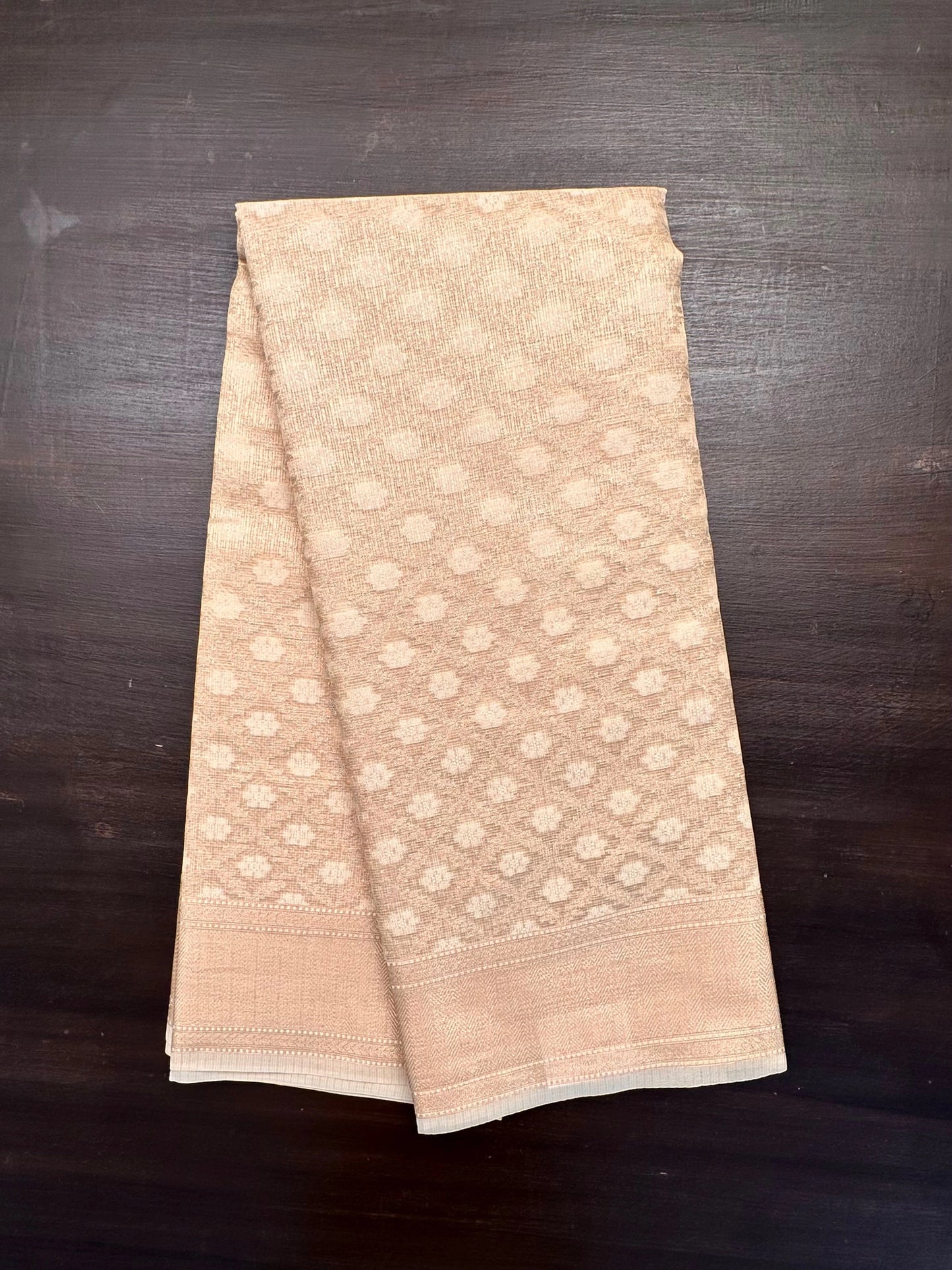 Golden Beige Fancy Cotton Supernet Saree