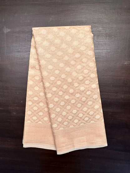 Golden Beige Fancy Cotton Supernet Saree