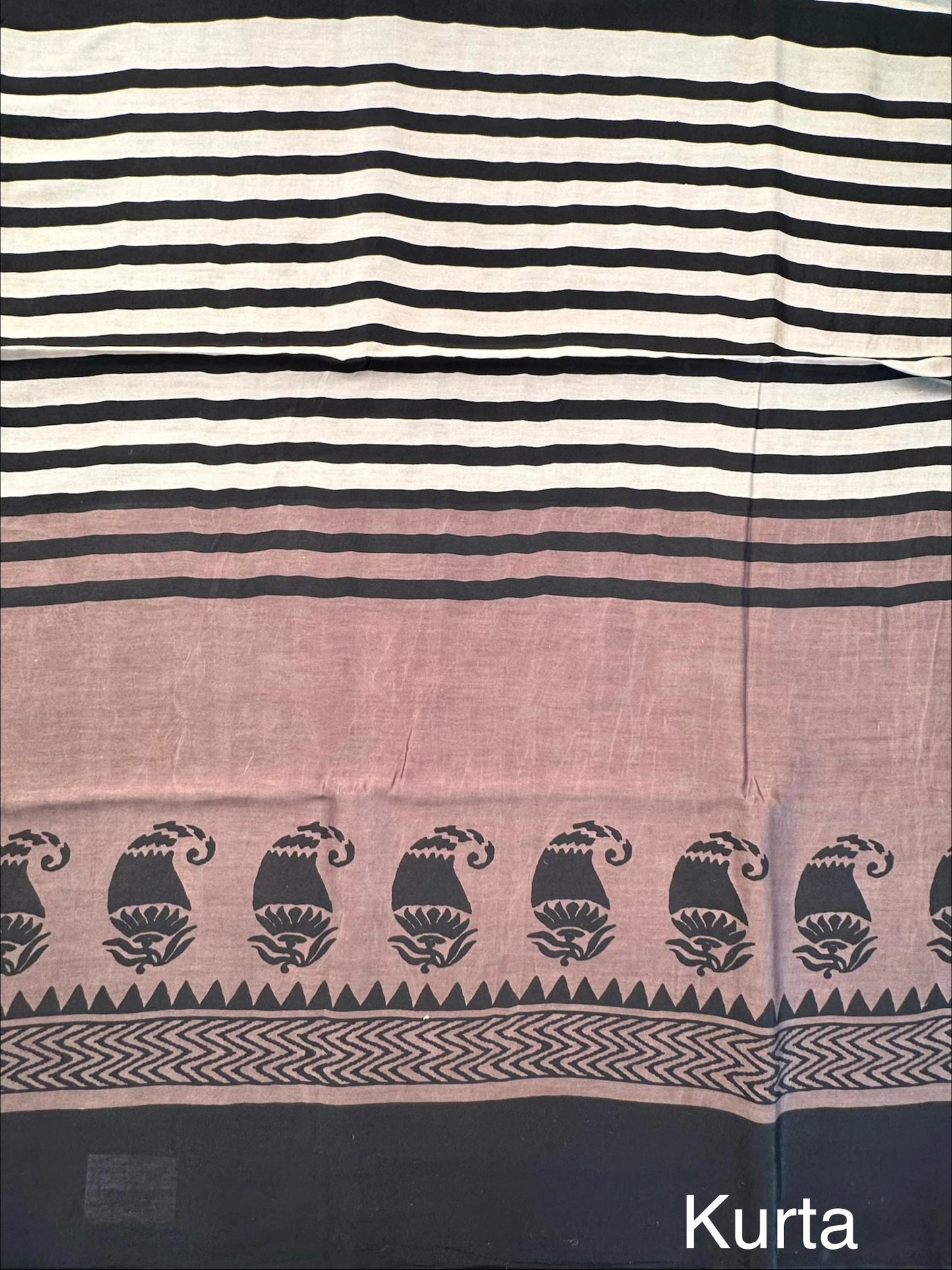 Black-Brownish Grey Printed Chanderi 3-Piece Unstitched Suit