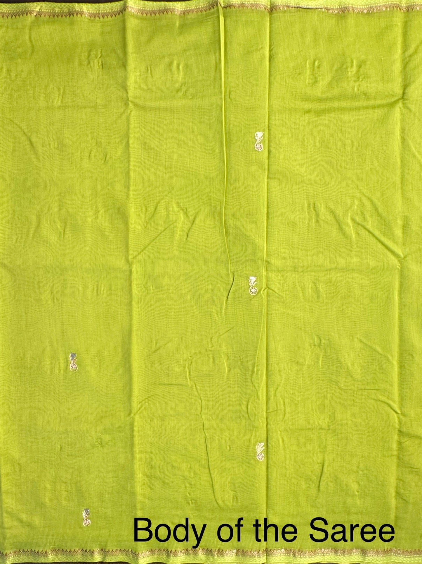 Green Chanderi Saree With Hand Work
