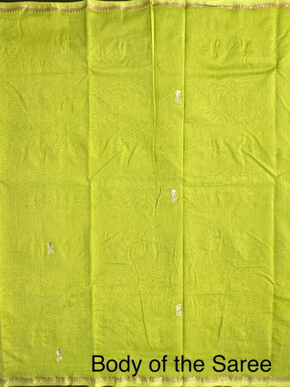 Green Chanderi Saree With Hand Work
