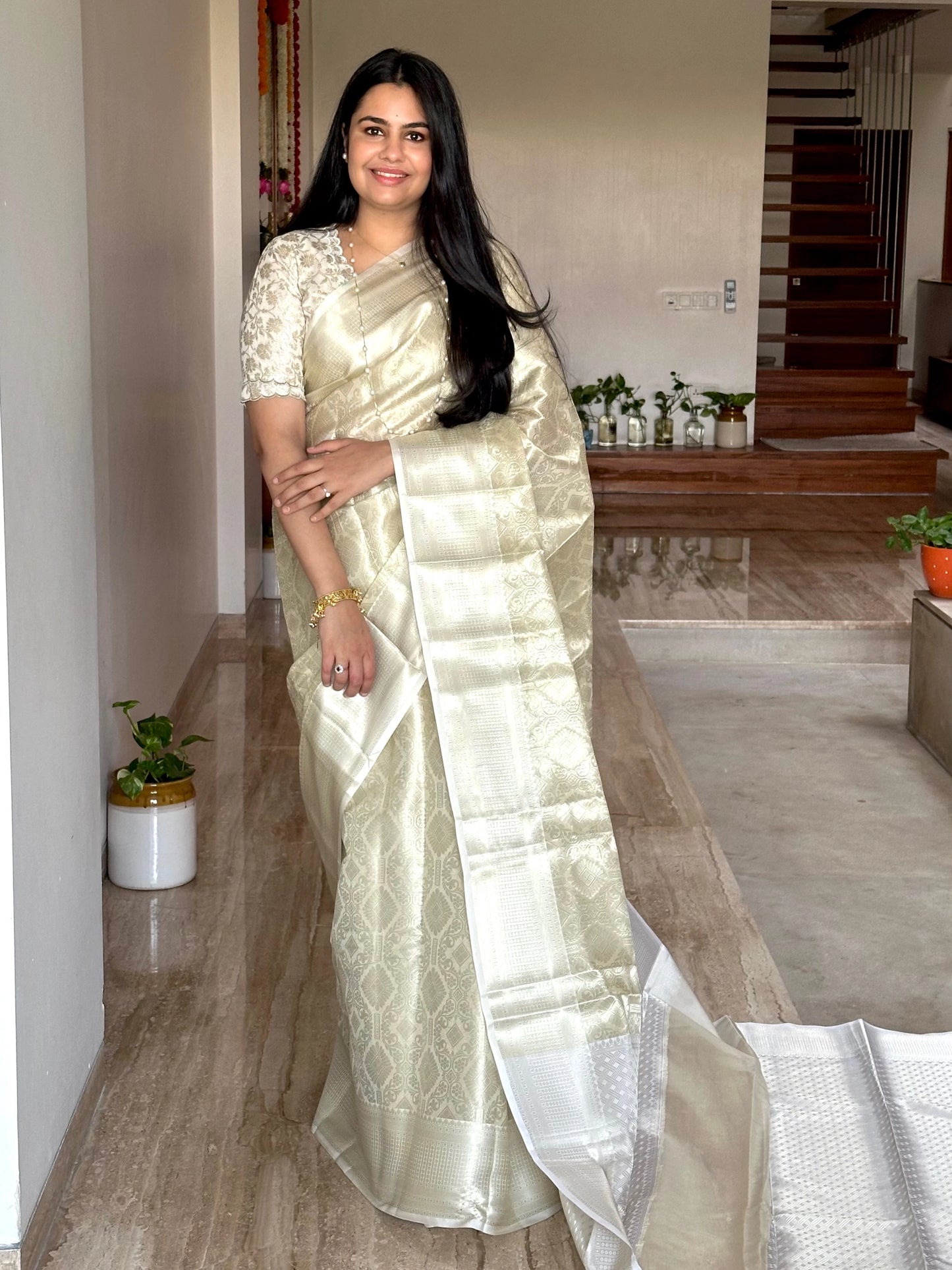 Off-White Saadagi Tissue Saree