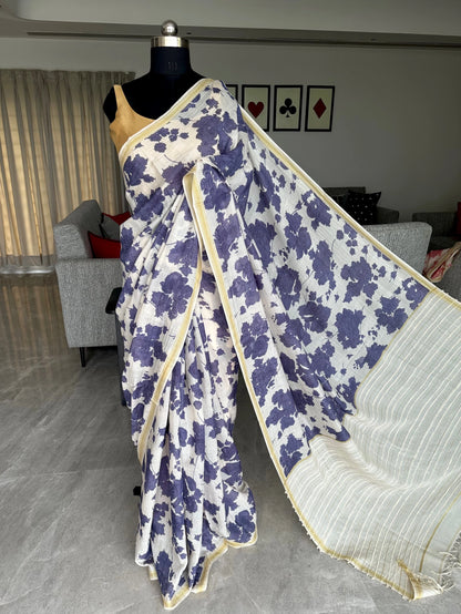 Mul Flora Cotton Silk Saree