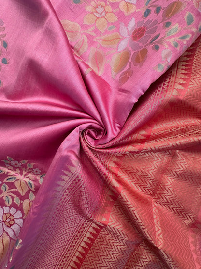 Pink Vishakha Pure Silk Saree