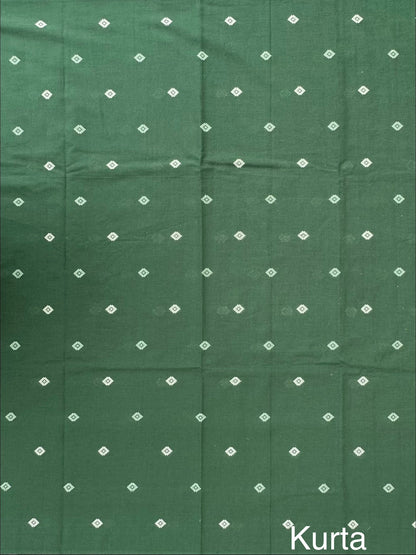 Bottle Green-Beige Avani South Cotton 3-Piece Suit