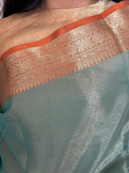 Sea Green Amrit Tissue Saree