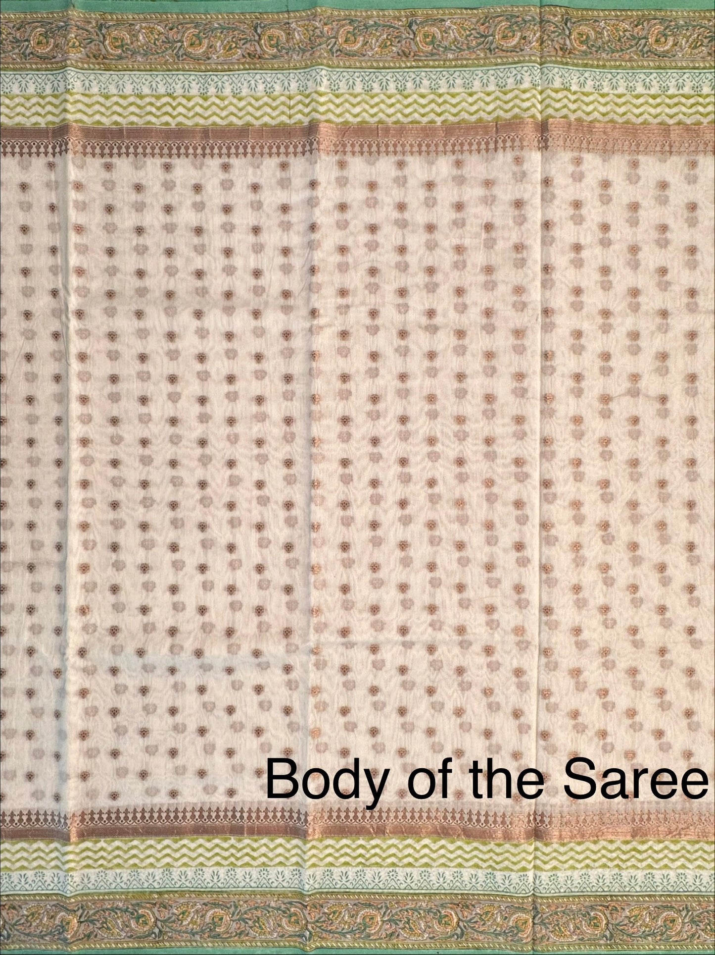 Off White Chanderi Saree with Hand Block Print