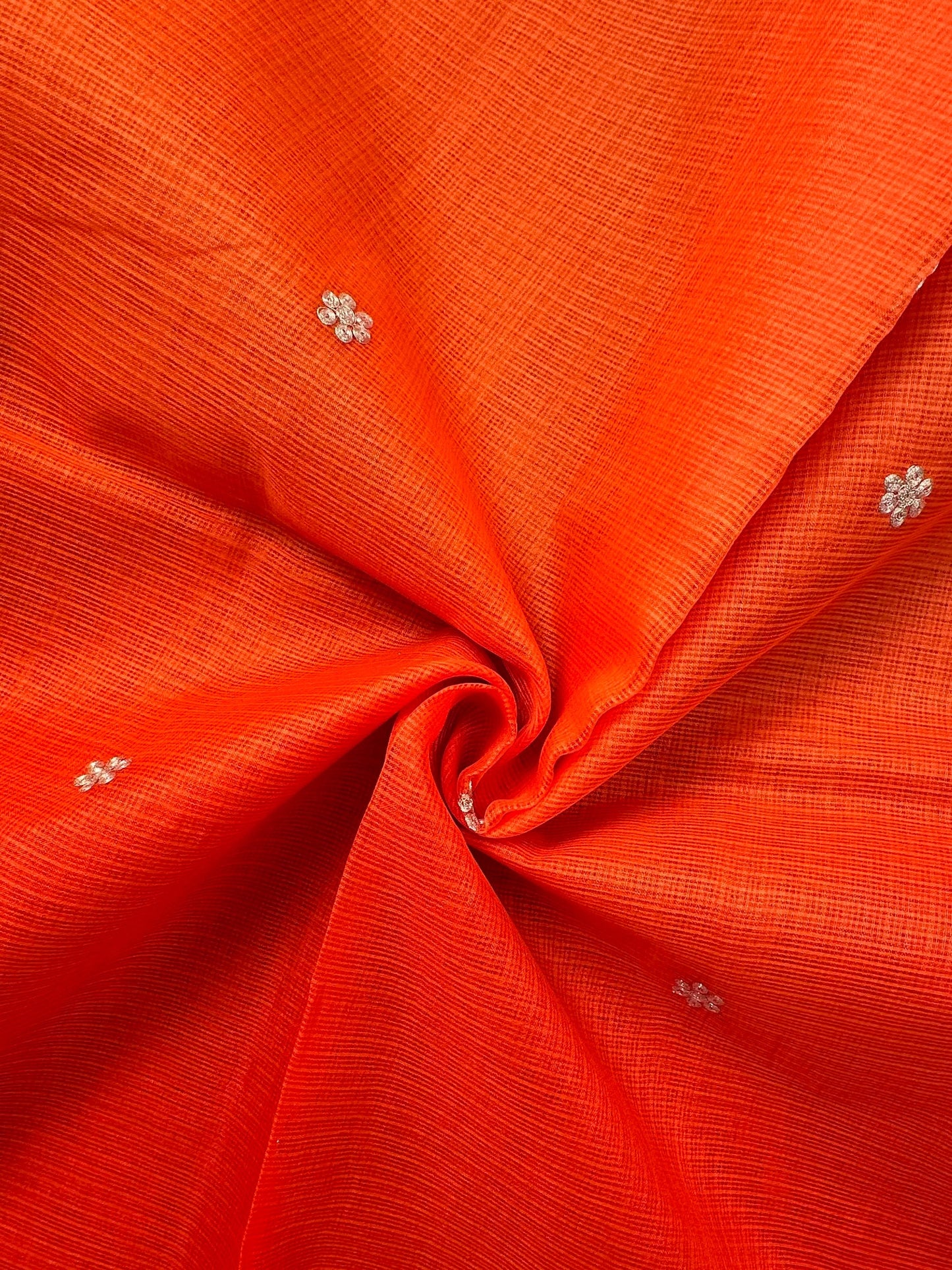Orange Gitika Kota Doria Pure Silk Saree