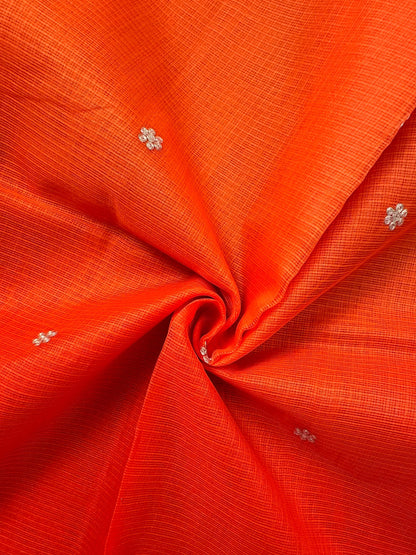 Orange Gitika Kota Doria Pure Silk Saree