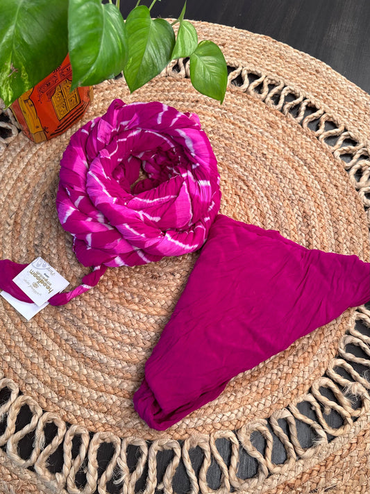 Rani-Pink Leheriya Pure Georgette Saree