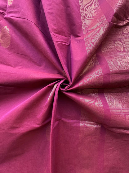 Dusky Magenta Kovai Pure Cotton Saree