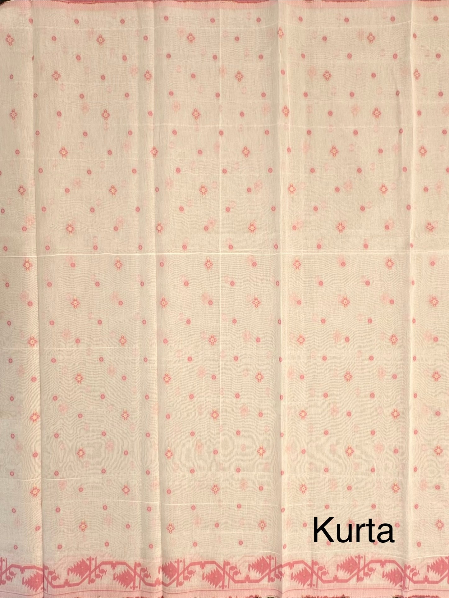 Off White-Pink Jacquard Chanderi Unstitched Suit