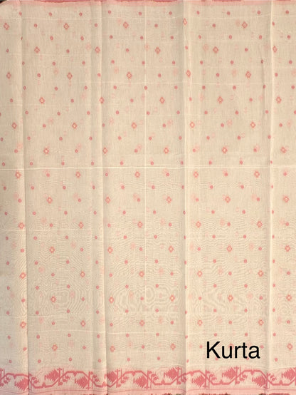 Off White-Pink Jacquard Chanderi Unstitched Suit