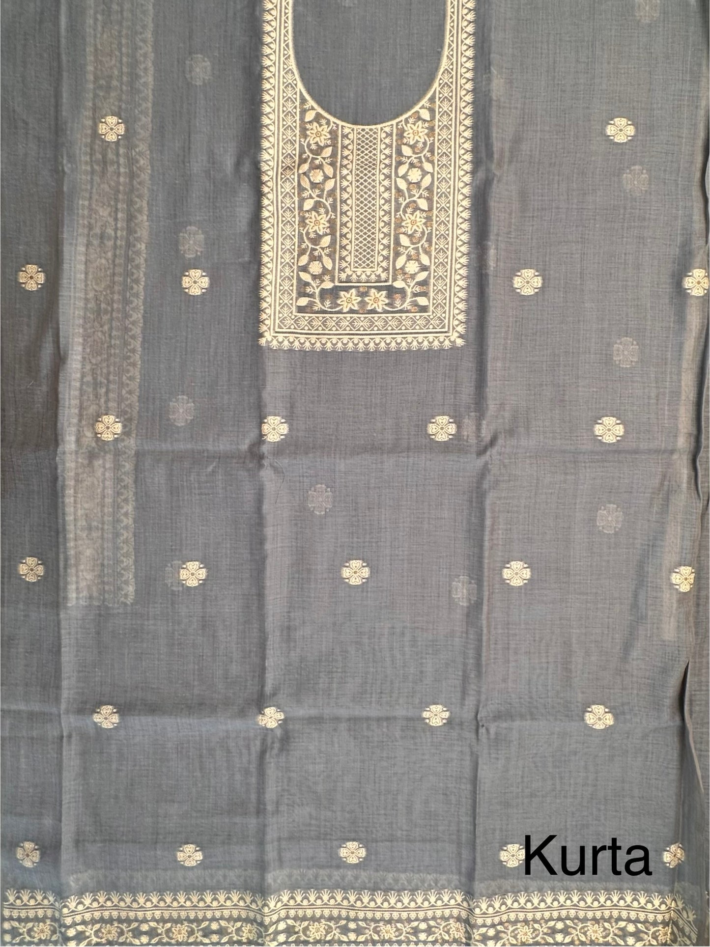 Bluish Grey Cotton 3-Piece Suit