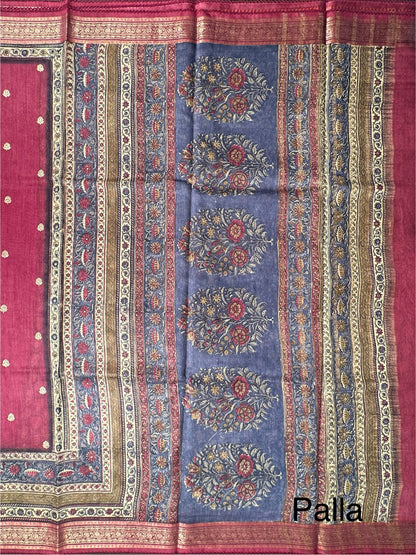 Maroon Muga Silk Saree