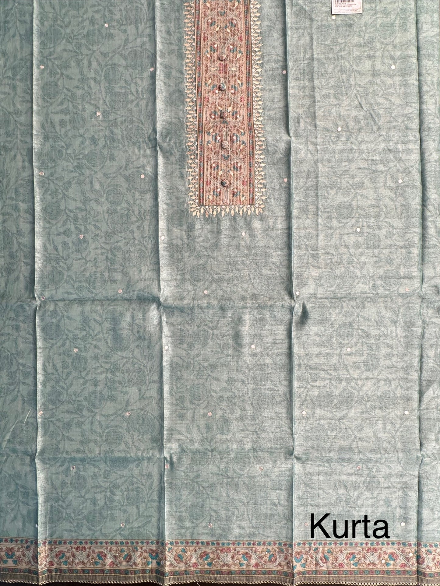 Pista Green Fancy Cotton 3-Piece Suit