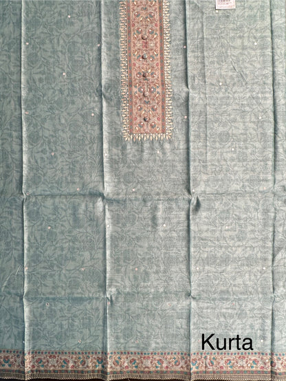 Pista Green Fancy Cotton 3-Piece Suit