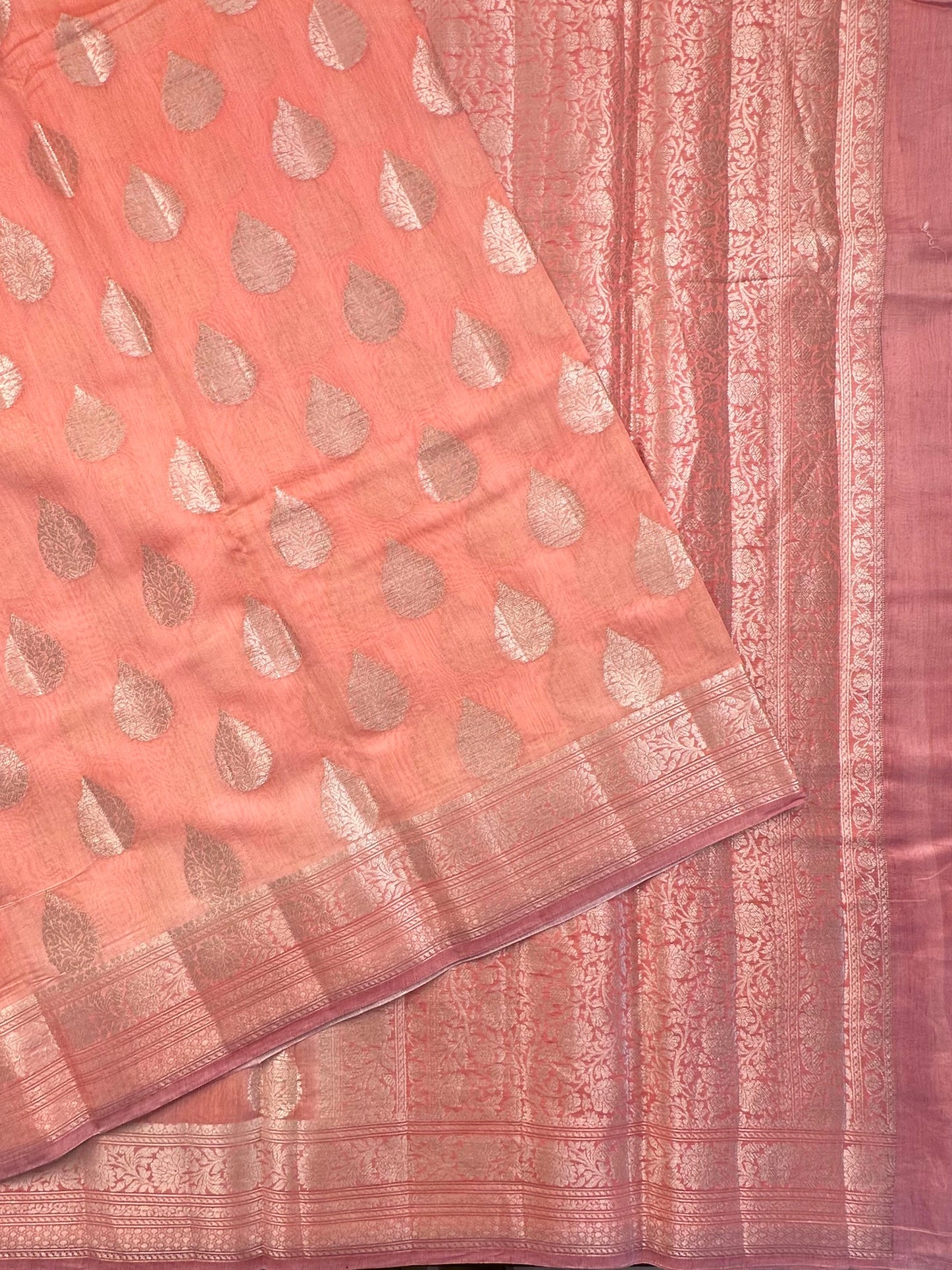 Peach Chanderi Saree