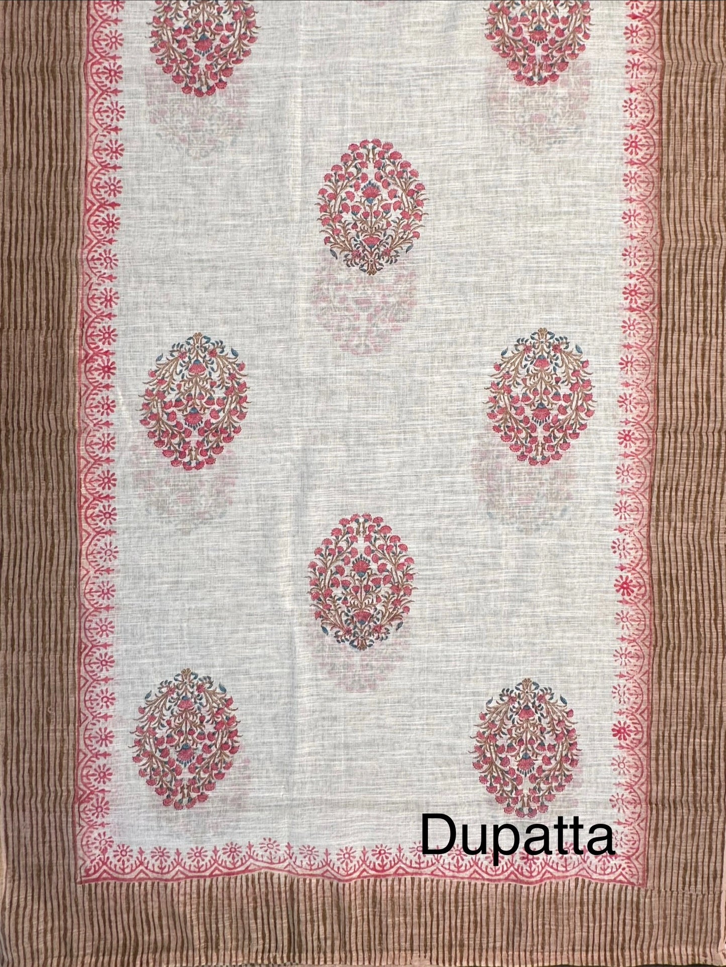 Beige Jute Cotton 3-Piece Unstitched Suit