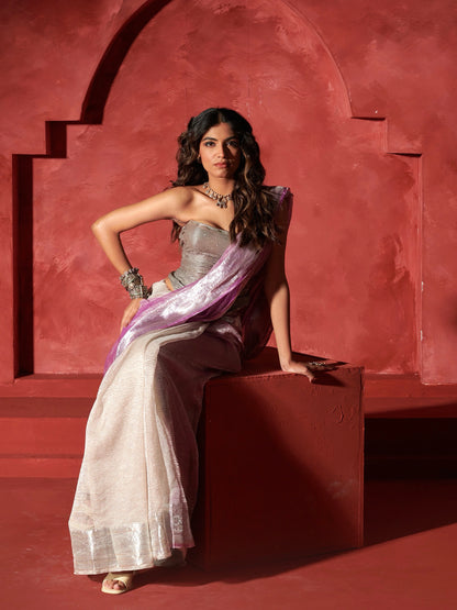 Mauve Crush Pure Tissue Saree